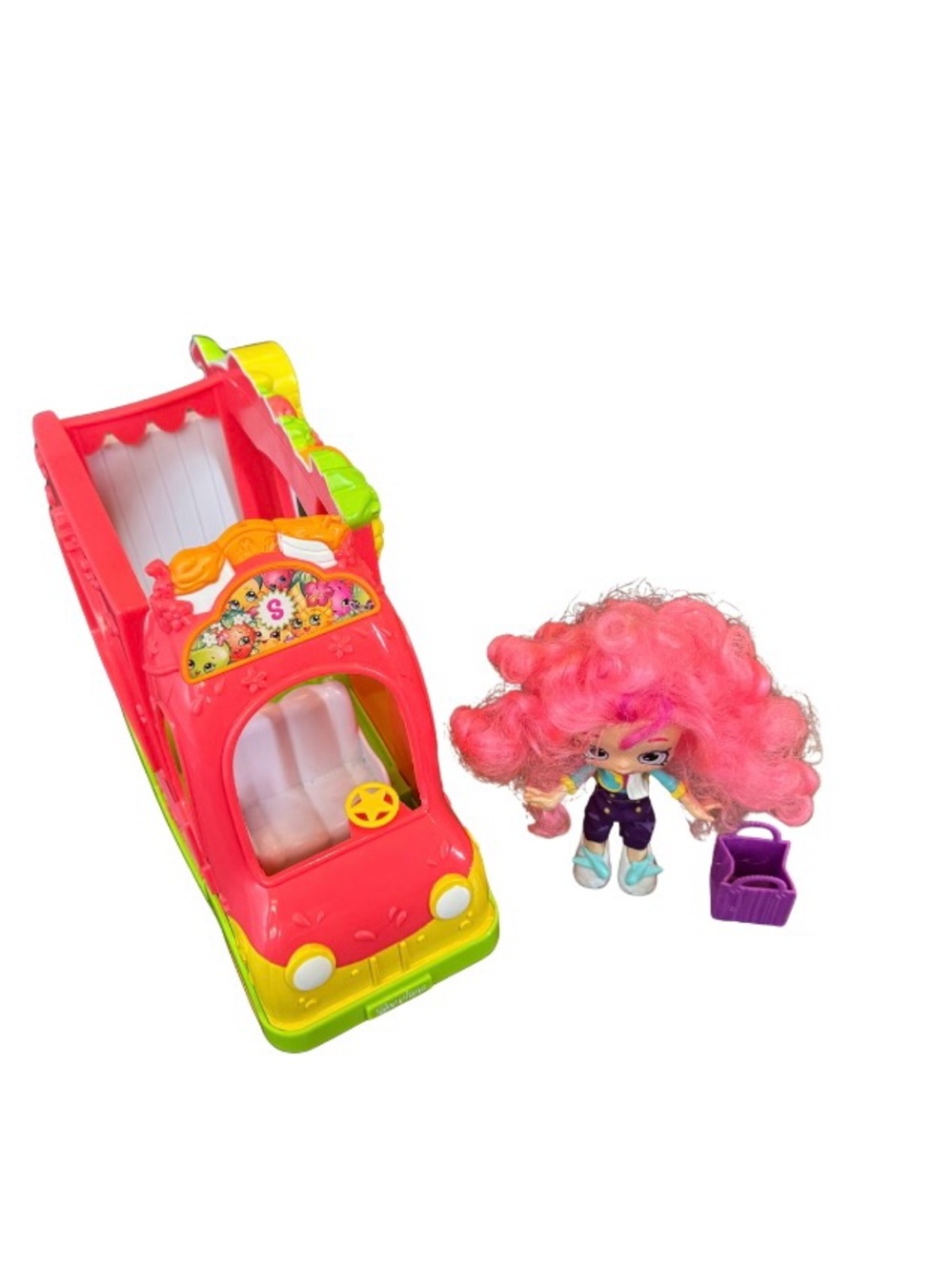 Shopkins Pink Hair Doll with Pink and Yellow Play Van - Picture 11 of 11
